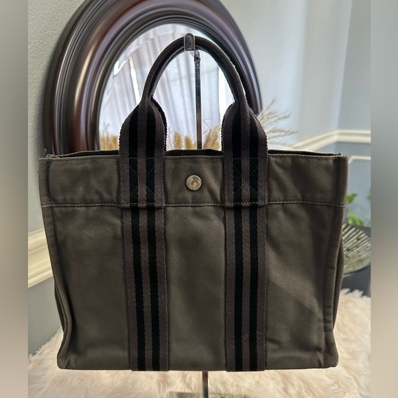 Hermes Handbags - 🎉Authentic🎉 HERMES Black Grey Purple Vintage Canvas tote